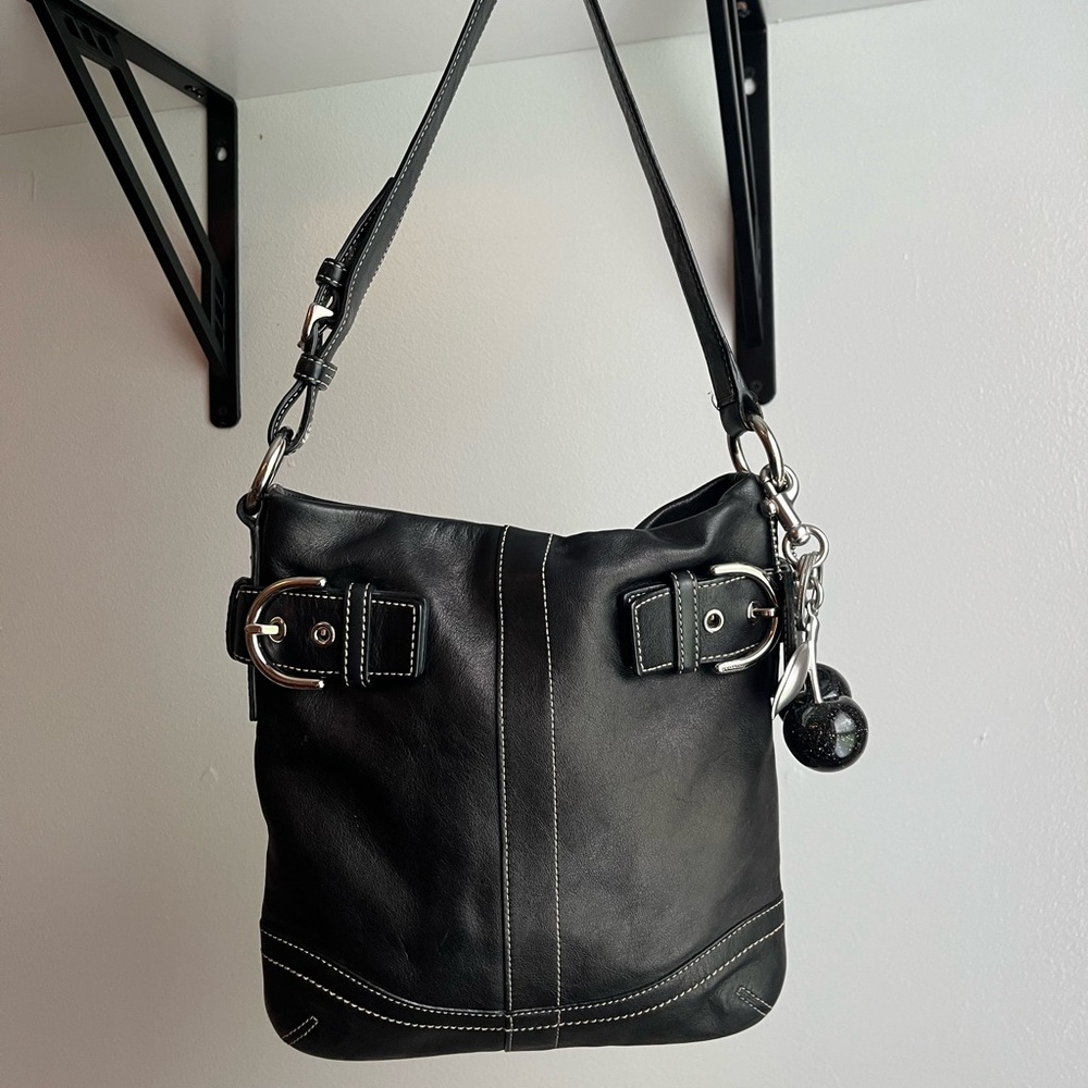 Vintage Coach Black Leather Shoulder Soho buckle Bag - Picture 1 of 12